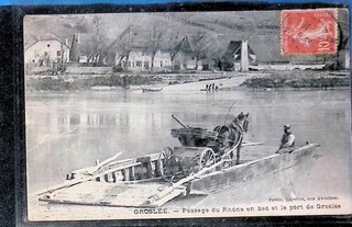 CPA GROSLEE Ain Passage du Rhône en bac belle animation