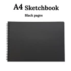 A4 Sketchbook Hardcover Black Pages Sketch Pad Drawing Paper Art Book 150gsm