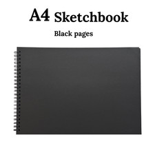 A4 Sketchbook Hardcover Black Pages Sketch Pad Drawing Paper Art Book 150gsm