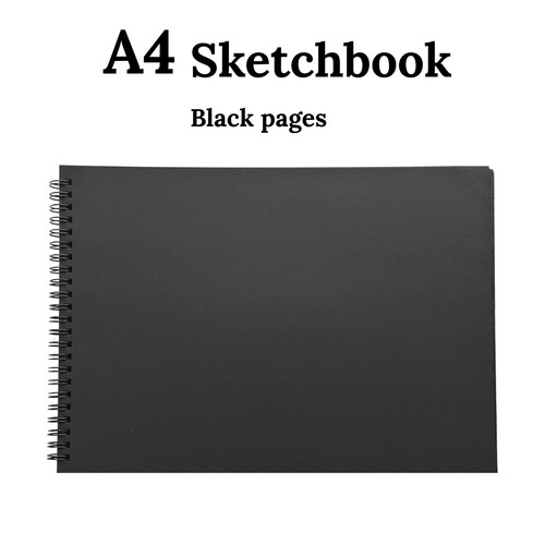 A4 Sketchbook Hardcover Black Pages Sketch Pad Drawing Paper Art Book 150gsm