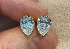 4.0 Carat Lab Created Diamond Solitaire Pear Stud Earrings 18k Gold Plated 925