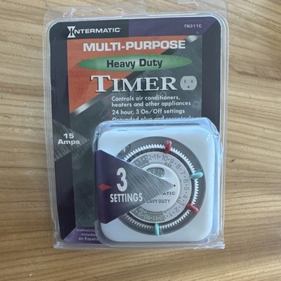Intermatic TN311C Multi-Purpose Heavy Duty Timer 15A 3 Settings Plug