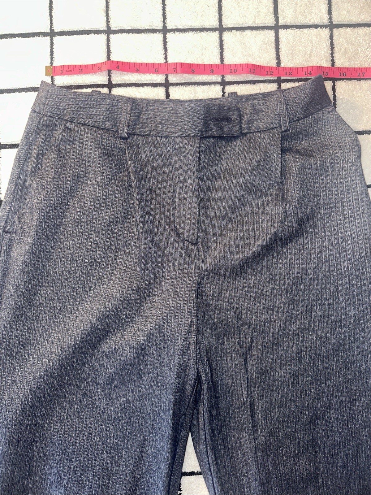 Zara Basic Grey Herringbone Flat Front Straight L… - image 1