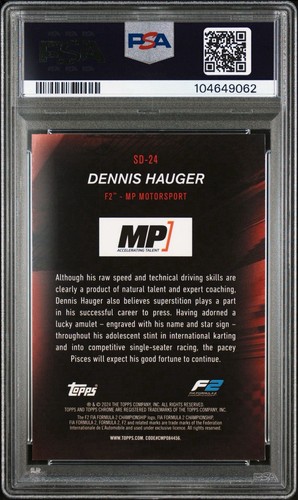 2024 TOPPS CHROME F1 L/E DENNIS HAUGER 36/50 SPEED DEMONS-GOLD PSA 10 - Picture 2 of 4
