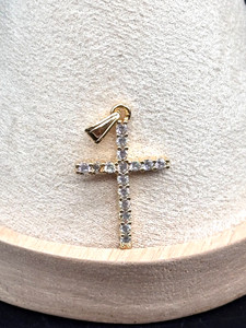 Authentic Fine Gold Plated CZ Cross Pendant 1"