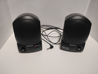 Vintage Sony SRS-A20 Active Speakers Tested Works Built In Amp Works Sounds Good