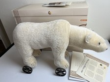 Steiff Polar Bear On Wheels 400544 43 cm All Tags Button Box 1910 Repro 715/1000