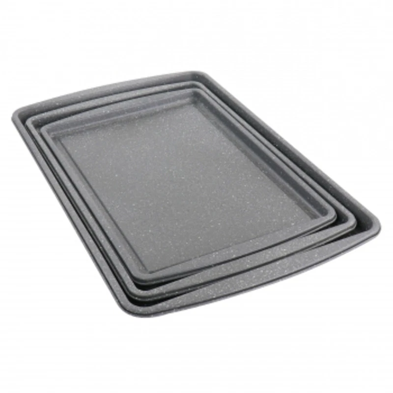 Oster 3 Piece Carbon Steel Cookie Sheet In Greystone