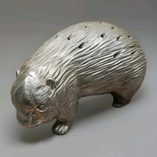 Rare Vtg MCM Porcupine Toothpick Holder Tarnish Resistant Silver Plate Japan