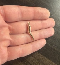 14k MA Solid Gold Italian Horn Pendant Cornetto Large 1  1/8 inch 