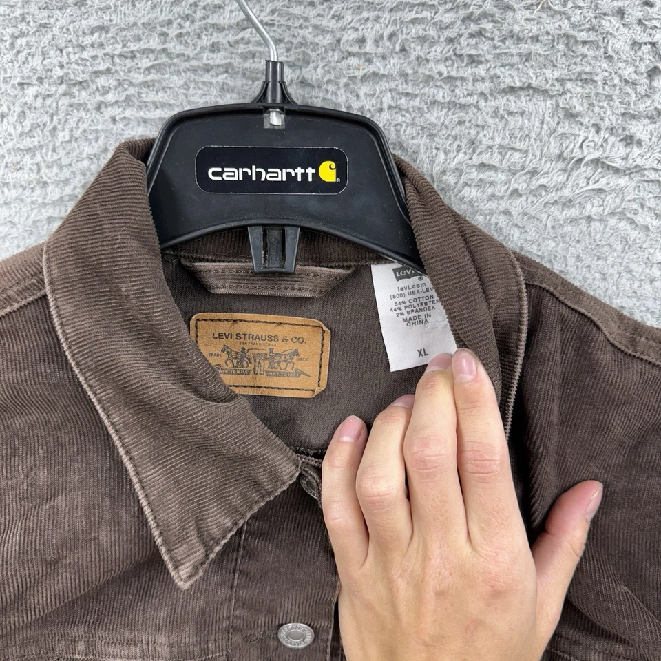 Chaqueta de Camionero Vintage Levi's Para Mujer Marrón Pana Botón Frontal Talla XL Foto 3 de 4