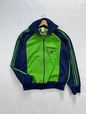 Vintage Adidas Ventex Track Jacket Made in France 70s 80s Green Blue Trefoil L