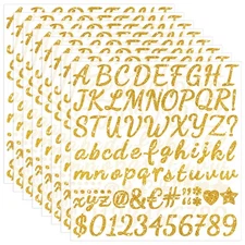 664 PCS Letter Stickers Glitter Sheets Alphabet Number Stickers 1 Inch 8 Gold