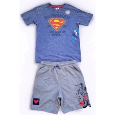 DC Comics Superman Boys Shirt and Shorts Set Blue Gray Man of Steel M/8 26289