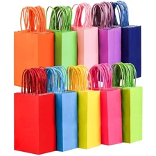 100pcs Gift Bags Bulk, 10 Colors Party Favor Bags with Handles Rainbow Gift Bags