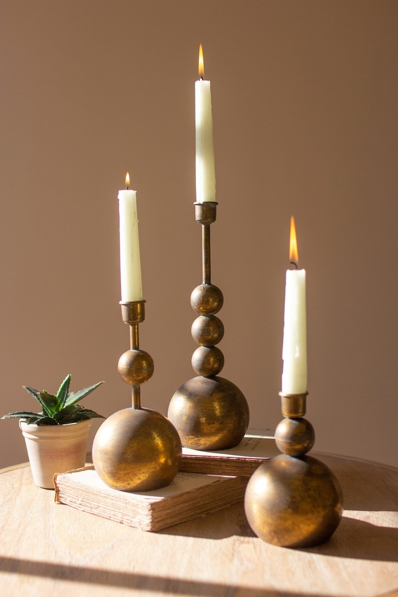 Set Of 3 Antique Style Brass