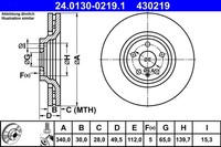 2X ATE Bremsscheibe 24.0130-0219.1 FüR Audi TT 8J3 8J9 Roadster Tfsi TDI Quattro