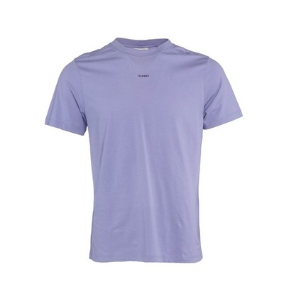 Sandro Herren T-Shirt Lila Logo Stickerei 100% Baumwolle Gr. L SHPTS00990