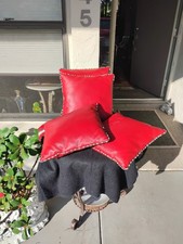 Fendi Leather pillows Red Pair
