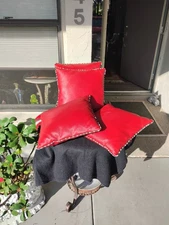Fendi Leather pillows Red Pair