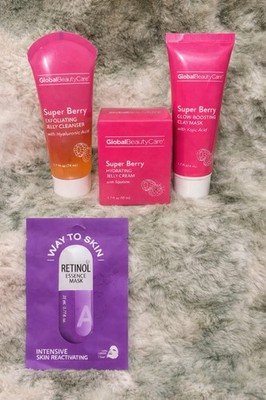 4 Pc Skincare Set Cleanser Cream Clay Mask Retinol Face Care Bundle