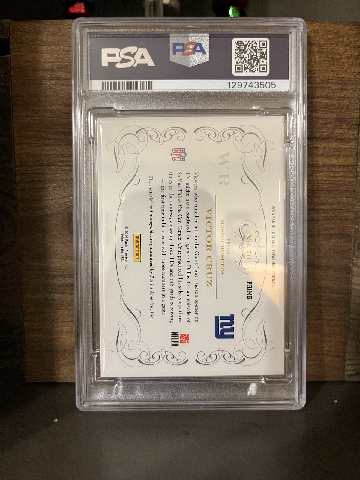 Victor Cruz 2014 National Treasures Century Jersey Auto Autograph #d /5 Psa 9 view 2