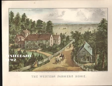 1952 Currier & Ives Art Print : The Western Farmers Home
