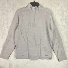 Perry Ellis Portfolio Textured Knit Quarter-Zip Sweatshirt Mens Small Gray