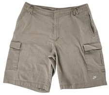 Vintage Nike Cargo Shorts Mens L 36 Beige Ripstop Khaki Utility Stretch 11 in