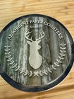 Brownlow Gifts Yes Deer! Absorbent Paper Coasters Set 12 Round Gray/White  — photo 3