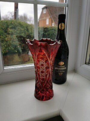 Russian GUSEVSKY GUS KHRUSTALNY 24% LEAD CRYSTAL Red CUT To Clear