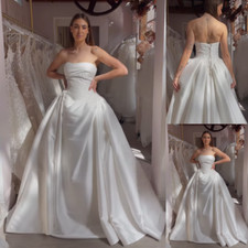 Elegant Wedding Dresses Sweetheart Sleeveless A Line Sweep Train Bridal Gowns