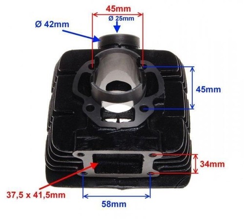 Cylindre kit 60ccm 43mm pour YAMAHA RD 50 M RD 50 MX 1981-1984 - Photo 2/3
