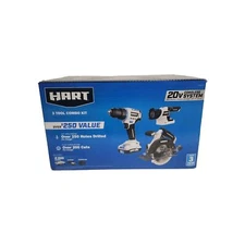 NEW HART 20V 3-Tool Combo Kit Drill 6-1/2 Circular Saw LED Light batt & Charger