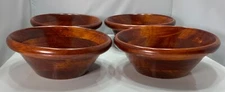 VINTAGE SET OF 4 SIAMESE TEAK WOODEN SALAD BOWLS 7” MID CENTURY MODERN