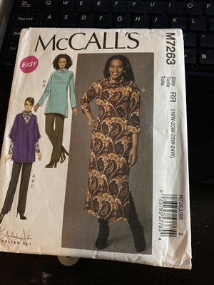 Pattern Easy Dress Pants Tunic Cardigan Women's Size 18 20 22 24 McCall's 7263