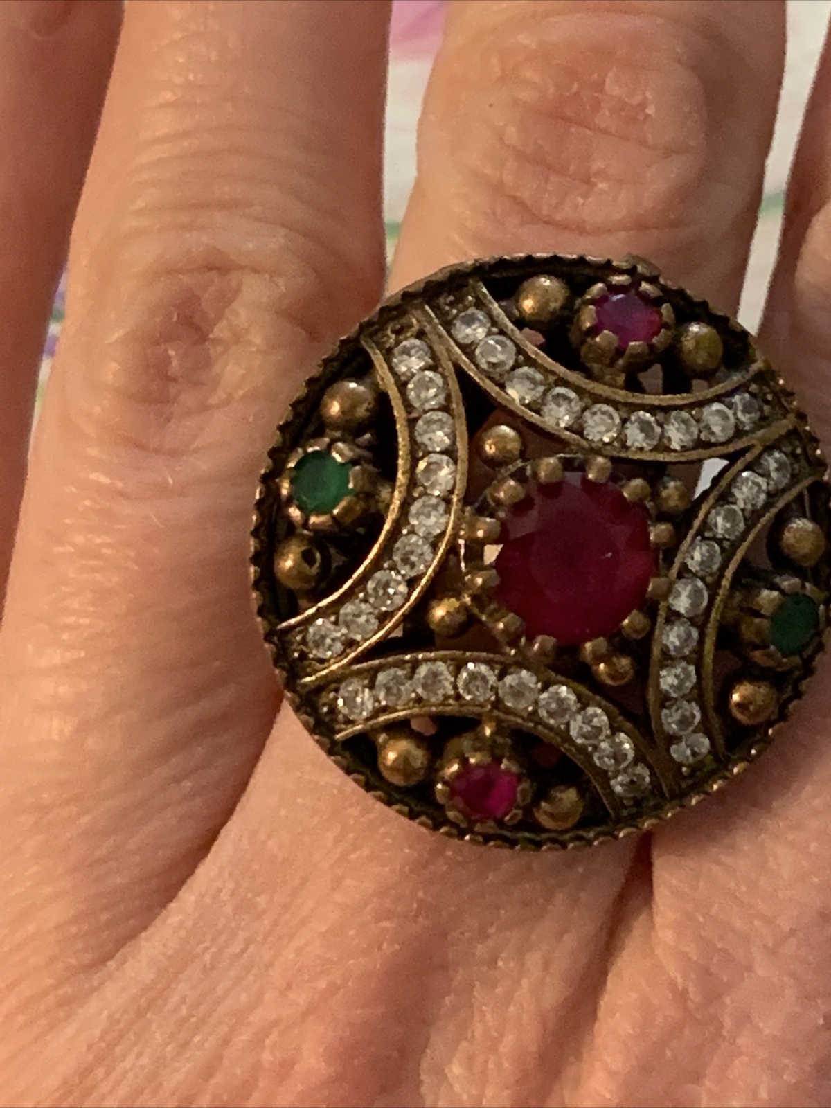 VTG ORMATE TURKISH OTTOMAN RUBY EMERALD COLOR LAR… - image 8