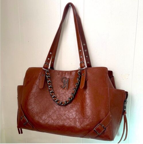 STEVE MADDEN BKESH Faux Distressed Leather Shoulder Bag Tote