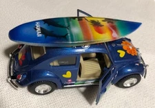 Mini Collectable Surf Car 1967 Volkswagen Beetle Surfboard Woody Surfing New Box