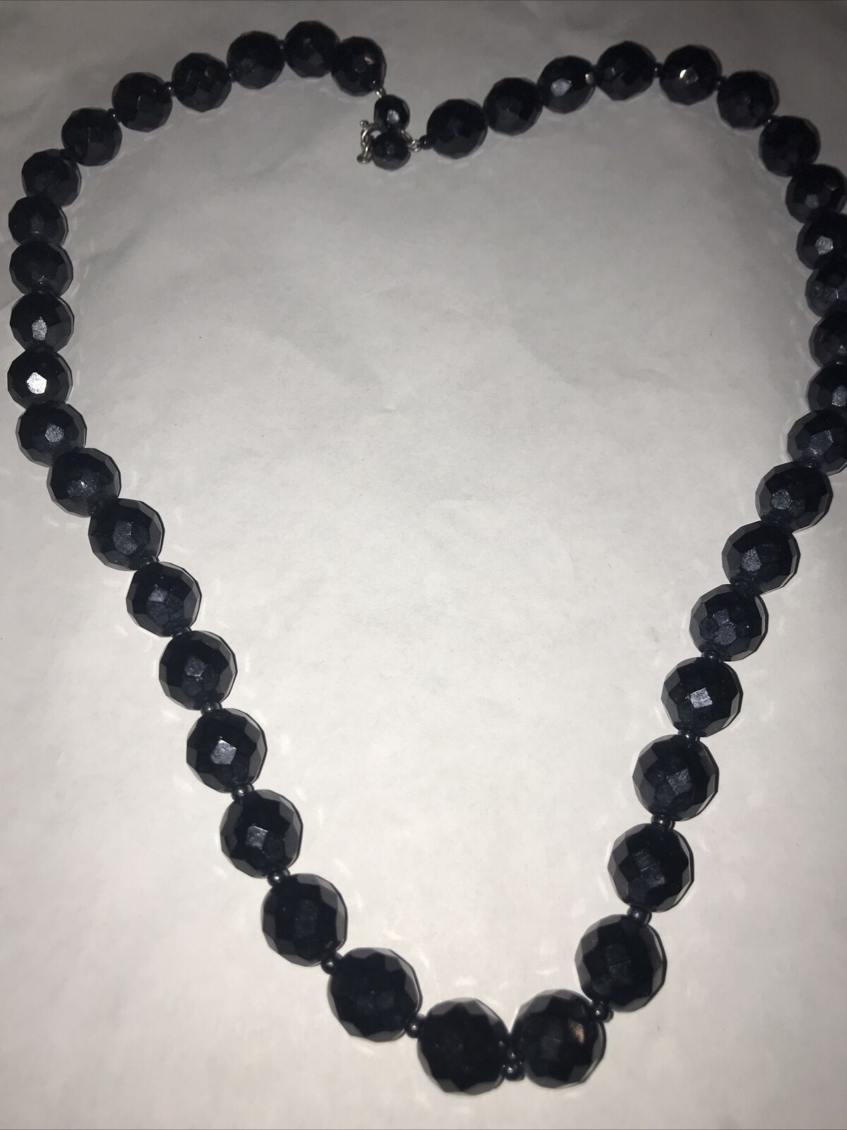 Vtg French Jet Glass Big Bead Necklace - image 3