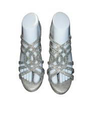 David  s Bridal Womens Silver Strappy Sparkle Stiletto Wedding Heels, Size 8