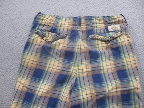 Abercrombie Fitch Shorts Mens 30 Yellow Plaid Chino 10" Inseam Y2K Flap Pockets - Picture 7 of 12