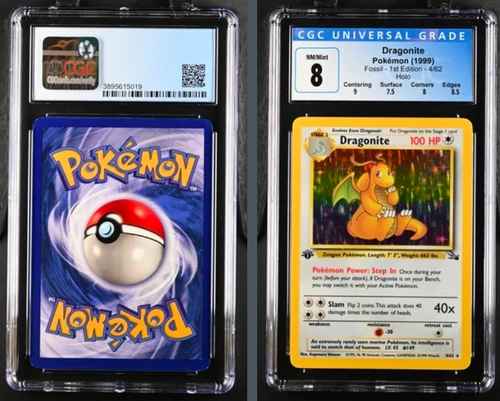 Pokemon Dragonite 1st Edition Fossil Holo Rare CGC 8 subgrades
