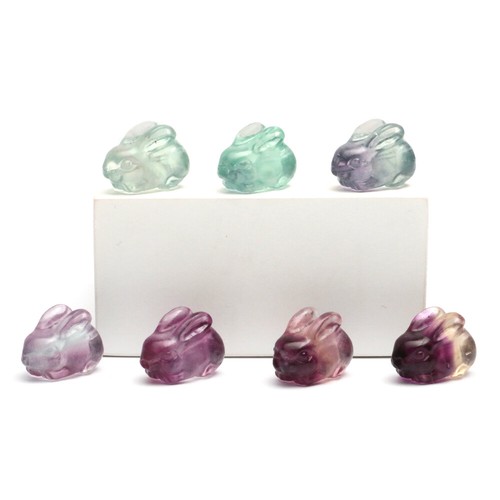 Natural Colorful Fluorite Rabbit Crystal Carved Mini Animals Skull Reiki Healing - Picture 10 of 25