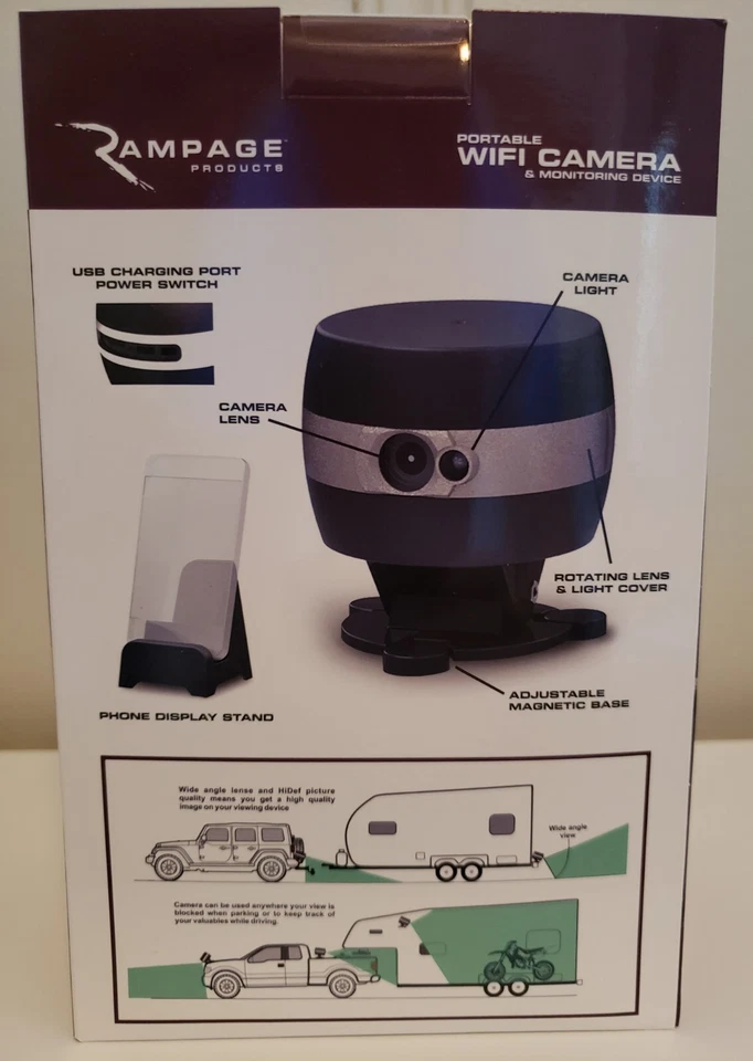 Cámara de respaldo universal portátil Wi-Fi Rampage Products 7710 Foto 2 de 4