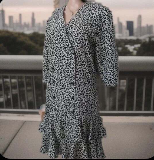 B.G.B. Vestido para mujer LTD talla 6 doble botonadura frontal con botones 2 volantes dobladillo Foto 3 de 4