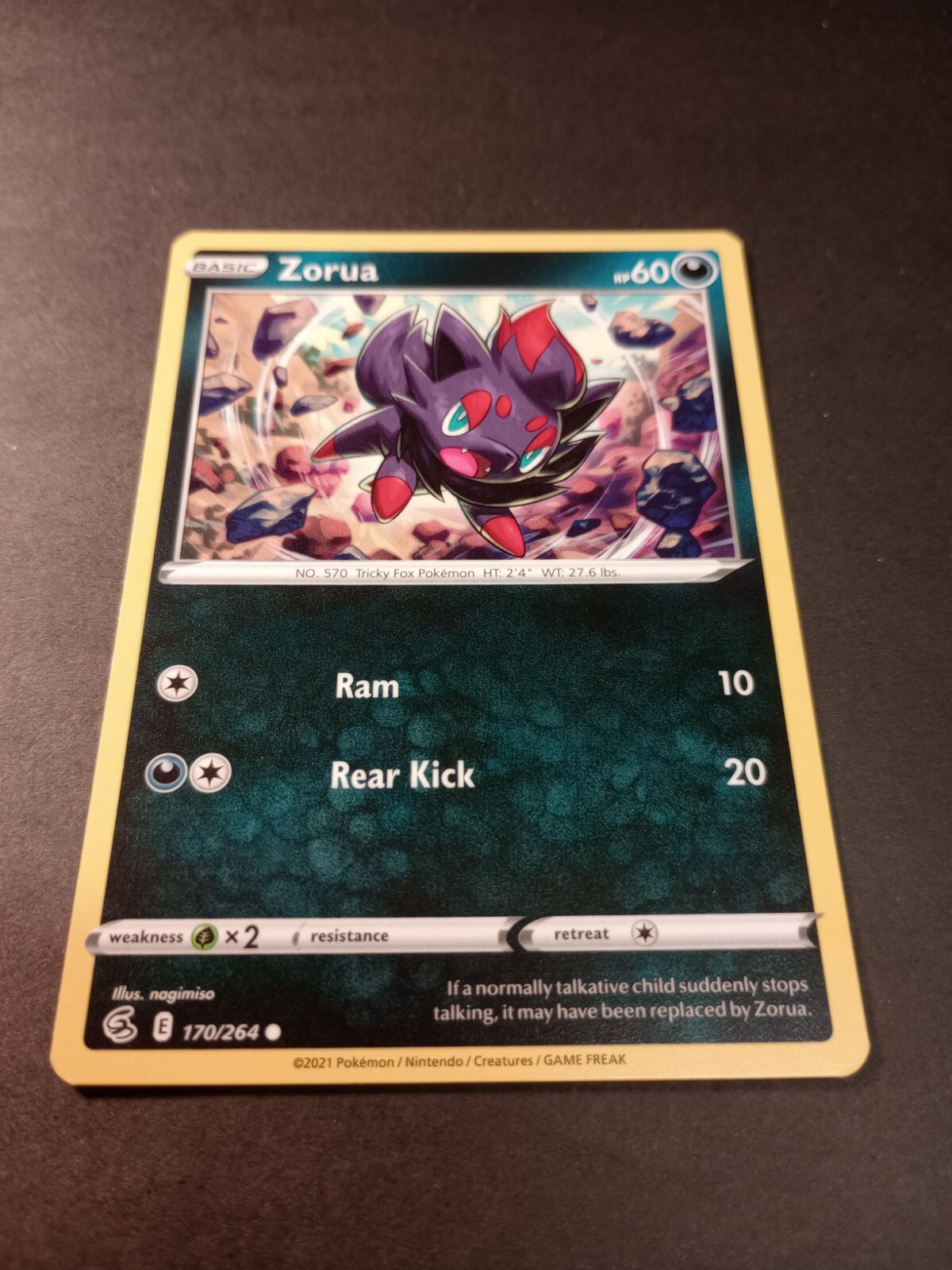 Pokemon Fusion Strike Zorua Common Card 170/264 NM