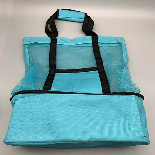 Mesh Beach Tote Bag Oversized Travel Picnic Bag with Insulated Cooler Summer UK - Picture 6 of 8