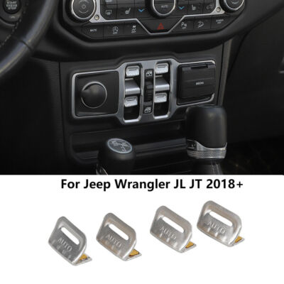 Sliver Window Lift Switch Button Trim Cover For 2018+ Jeep Wrangler JL JT