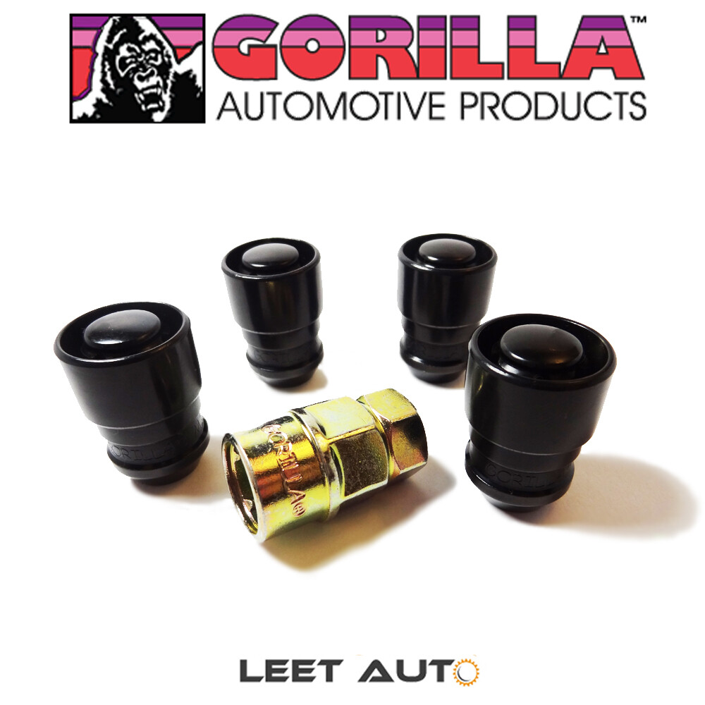 Gorilla Guard Wheel Locks, 12mm x 1.50, Bulge Acorn, Black, 12x1.5